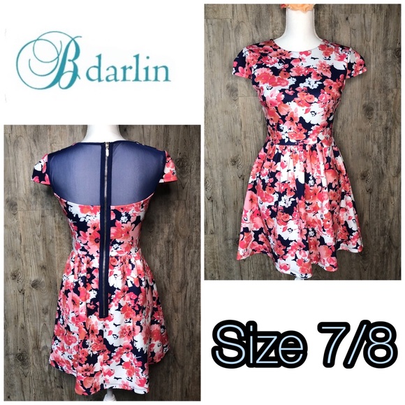 B Darlin Dresses & Skirts - Floral short sleeve sheer back stretchy dress